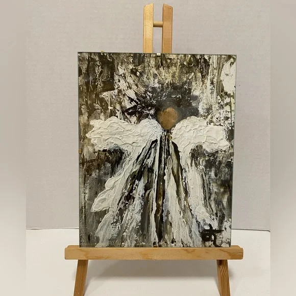 Abstract Angel Wall Art Print Framed-Browns and White made from my original art. - Picture 3 of 5